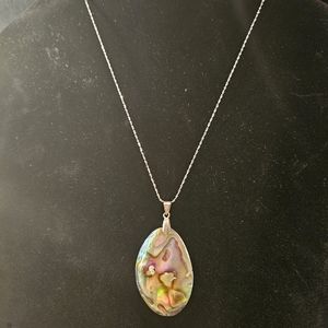 Abalone Shell Pendant W/Stainless Steel Chain
